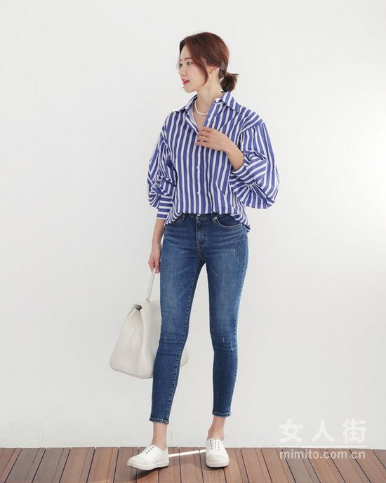 韩版女生条纹衬衫，打造随性洒脱范儿